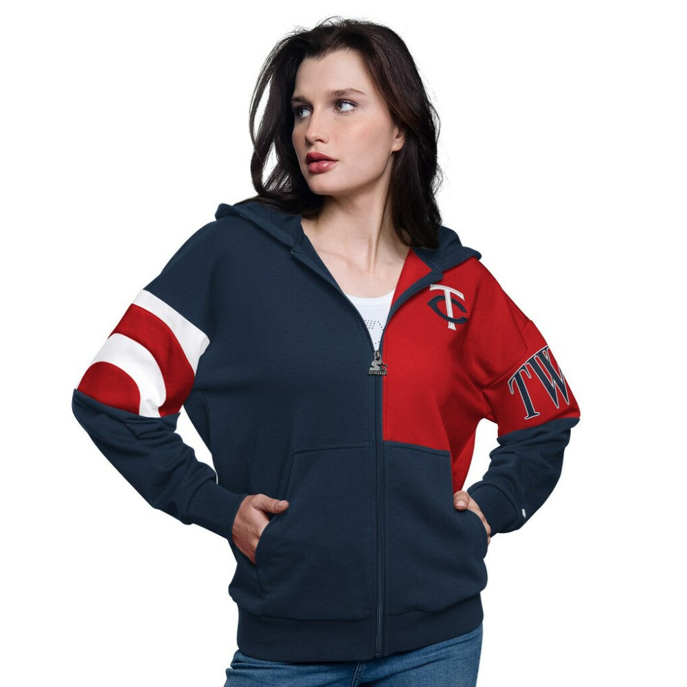 Minnesota Twins Starter Women's Curve Ball Full Zip Hoodie Sweatshirt - MLB