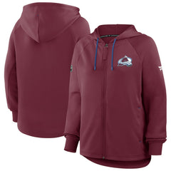 Colorado Avalanche Fanatics Women's Authentic Pro Rink Raglan Full-Zip Hoodie - Burgundy - NHL
