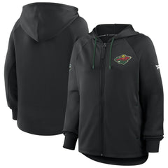Minnesota Wild Fanatics Women's Authentic Pro Rink Raglan Full-Zip Hoodie - Black - NHL