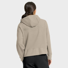 Minnesota Wild Fanatics Women's Authentic Pro Road Tri-Blend Quarter-Zip Hoodie - Tan - NHL