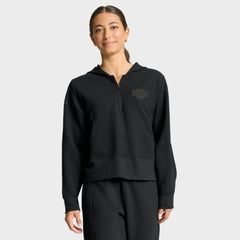 Los Angeles Kings Fanatics Women's Authentic Pro Road Tri-Blend Quarter-Zip Hoodie - Black - NHL