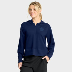 Toronto Maple Leafs Fanatics Women's Authentic Pro Road Tri-Blend Quarter-Zip Hoodie - Navy - NHL