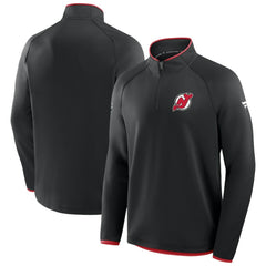 New Jersey Devils Fanatics Authentic Pro Rink Raglan Quarter-Zip Pullover - Black - NHL