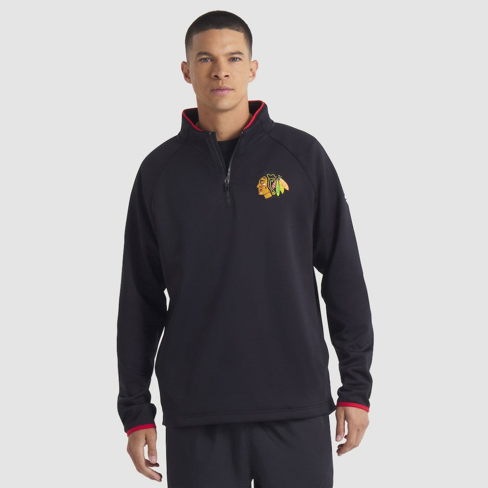 Chicago Blackhawks Fanatics Authentic Pro Rink Raglan Quarter-Zip Pullover - Black - NHL
