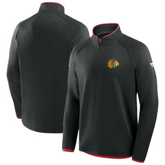 Chicago Blackhawks Fanatics Authentic Pro Rink Raglan Quarter-Zip Pullover - Black - NHL