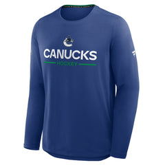 Vancouver Canucks Fanatics Authentic Pro Rink Tech Long Sleeve T-Shirt - Blue - NHL