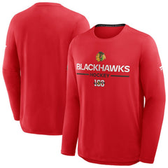 Chicago Blackhawks Fanatics Authentic Pro Centennial Rink Tech Long Sleeve T-Shirt - Red - NHL