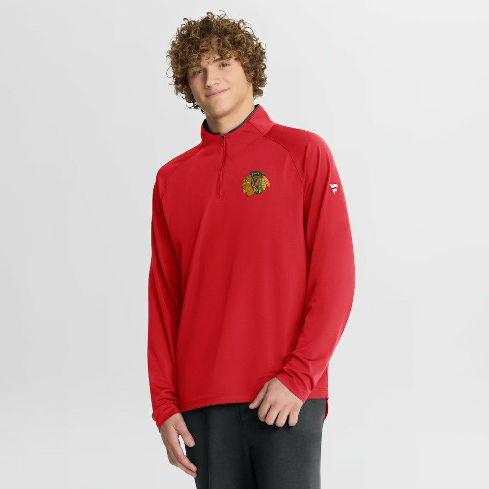 Chicago Blackhawks Fanatics Authentic Pro Rink Training Quarter-Zip Pullover - Red - NHL