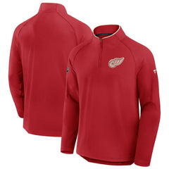 Detroit Red Wings Fanatics Authentic Pro Rink Training Centennial Raglan Quarter-Zip Pullover - Red - NHL