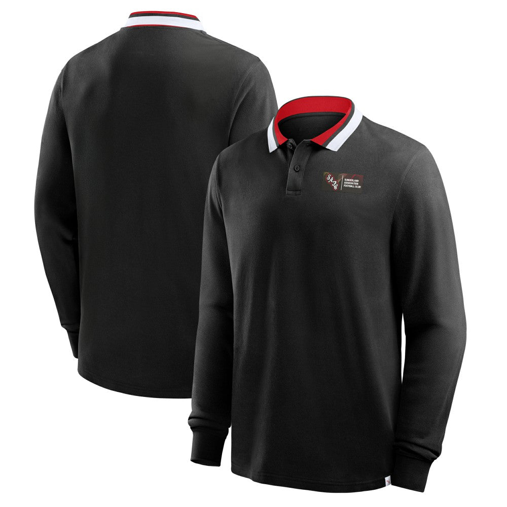 Sunderland Classic Long Sleeve Tipped Polo Shirt / Black / Mens - FIFA World CUP