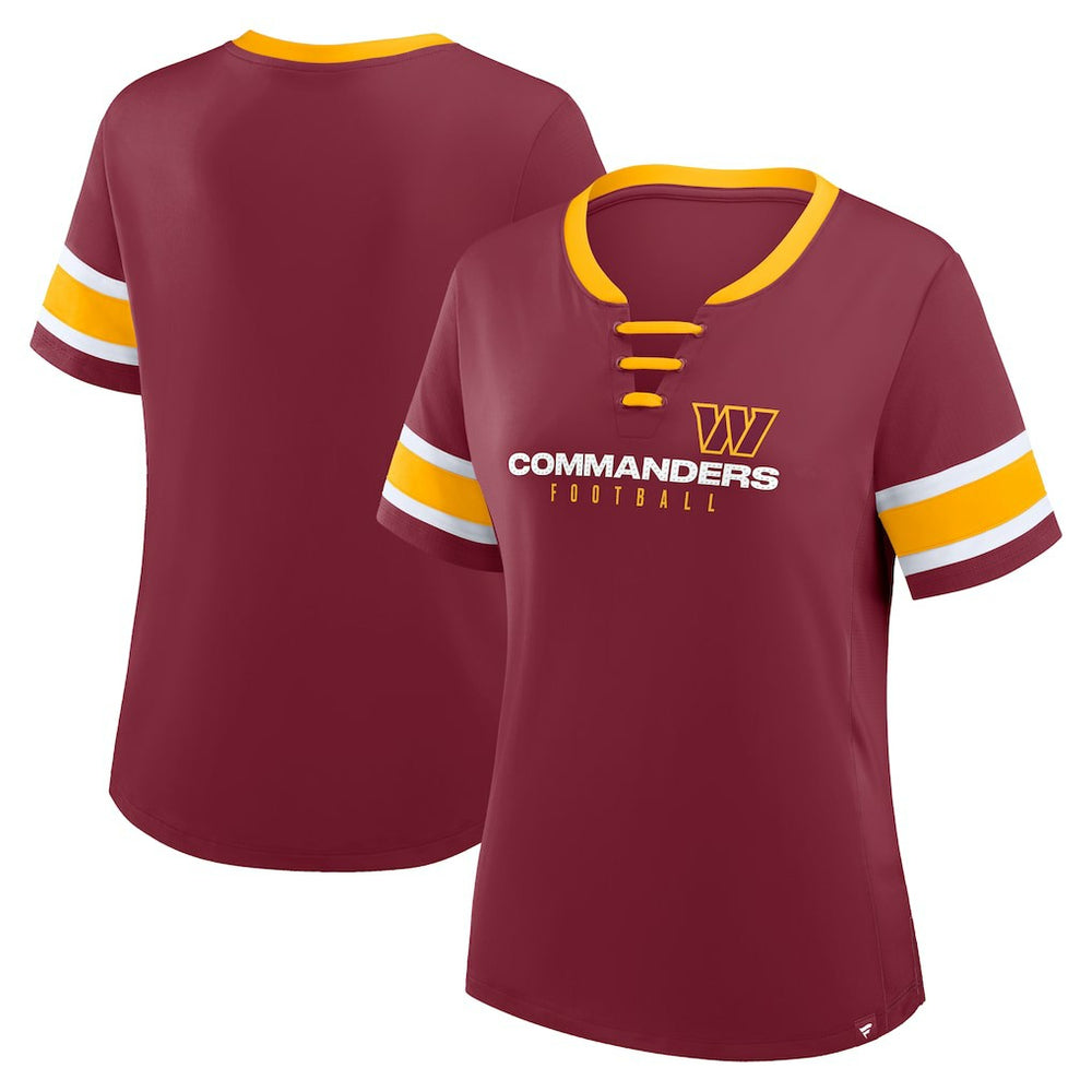 Washington Commanders Women's Redzone Draw Play Athena Lace-Up T-Shirt Burgundy | Fanatics