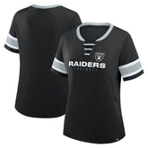 Las Vegas Raiders Women's Redzone Draw Play Athena Lace-Up T-Shirt Black | Fanatics