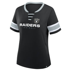 Las Vegas Raiders Women's Redzone Draw Play Athena Lace-Up T-Shirt Black | Fanatics