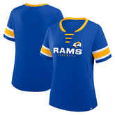 Los Angeles Rams Women's Redzone Draw Play Athena Lace-Up T-Shirt Royal | Fanatics