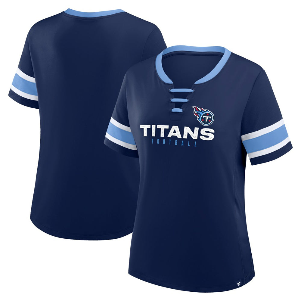 Tennessee Titans Women's Redzone Draw Play Athena Lace-Up T-Shirt Navy | Fanatics