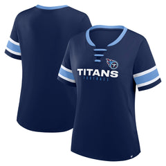 Tennessee Titans Women's Redzone Draw Play Athena Lace-Up T-Shirt Navy | Fanatics