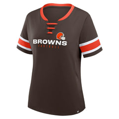 Cleveland Browns Women's Redzone Draw Play Athena Lace-Up T-Shirt Brown | Fanatics