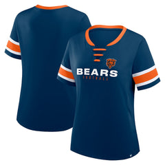 Chicago Bears Women's Redzone Draw Play Athena Lace-Up T-Shirt Navy | Fanatics