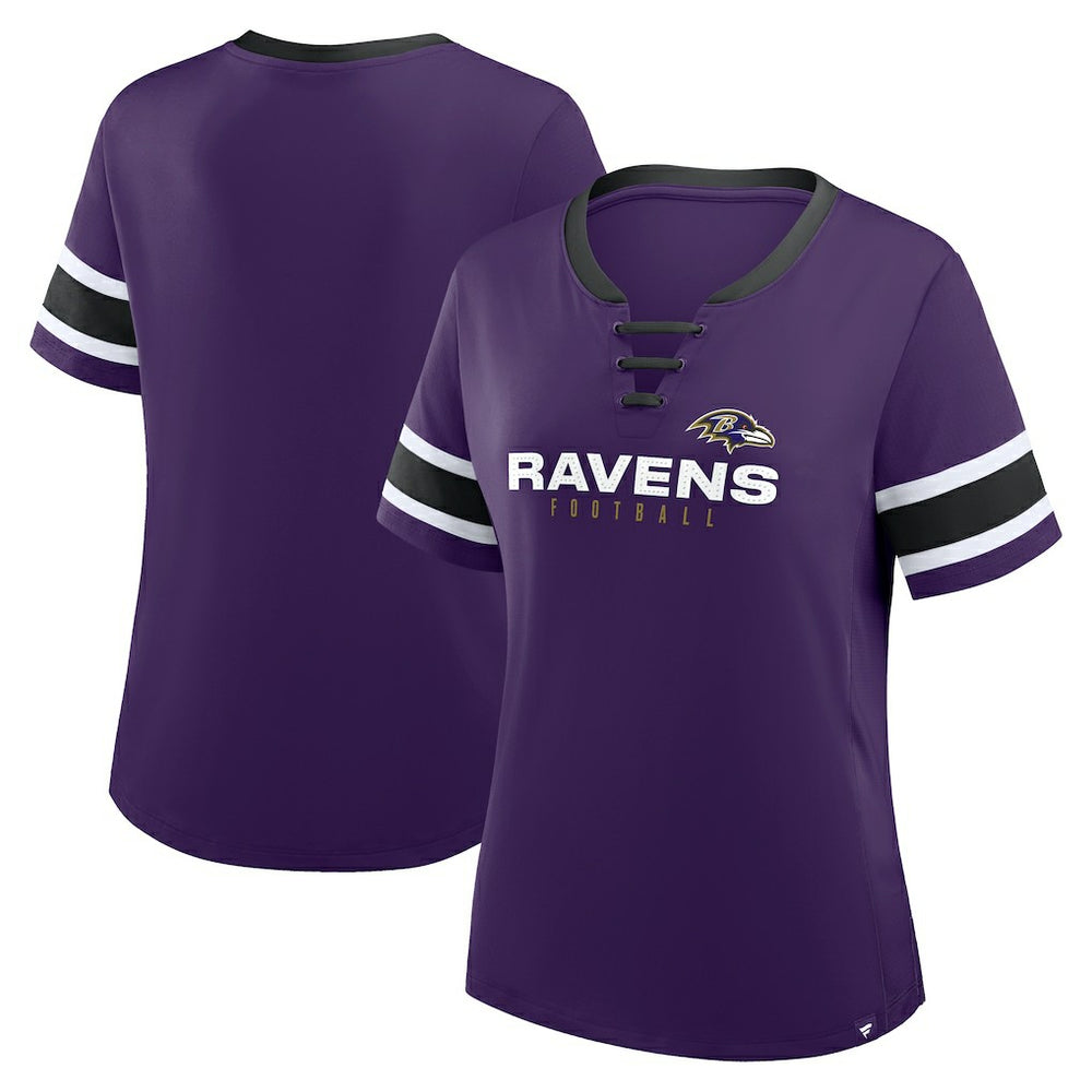 Baltimore Ravens Women's Redzone Draw Play Athena Lace-Up T-Shirt Purple | Fanatics