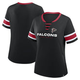 Atlanta Falcons Women's Redzone Draw Play Athena Lace-Up T-Shirt Black | Fanatics