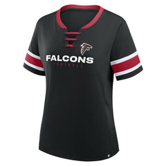 Atlanta Falcons Women's Redzone Draw Play Athena Lace-Up T-Shirt Black | Fanatics
