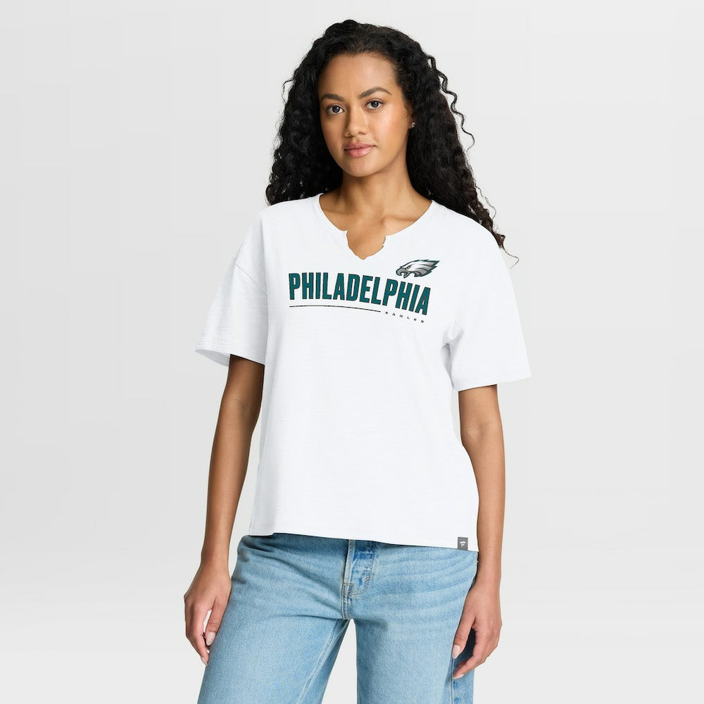 Philadelphia Eagles Women's Redzone Slub Boxy T-Shirt White | Fanatics