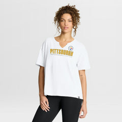 Pittsburgh Steelers Women's Redzone Slub Boxy T-Shirt White | Fanatics