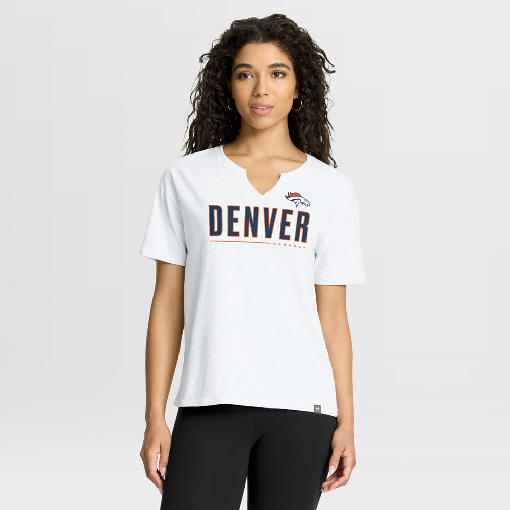 Denver Broncos Women's Redzone Slub Boxy T-Shirt White | Fanatics