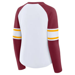 Washington Commanders Women's Redzone Blitz Package Raglan Lace-Up V-Neck Long Sleeve T-Shirt White/Burgundy | Fanatics