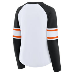 Cincinnati Bengals Women's Redzone Blitz Package Raglan Lace-Up V-Neck Long Sleeve T-Shirt White/Black | Fanatics