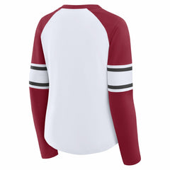 Tampa Bay Buccaneers Women's Redzone Blitz Package Raglan Lace-Up V-Neck Long Sleeve T-Shirt White/Red | Fanatics