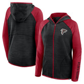 Atlanta Falcons Women's Redzone End Around Pass Raglan Full-Zip Hoodie Black/Red | Fanatics