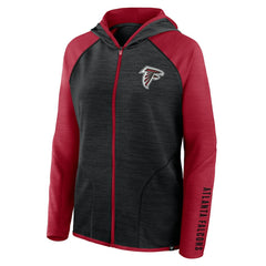 Atlanta Falcons Women's Redzone End Around Pass Raglan Full-Zip Hoodie Black/Red | Fanatics