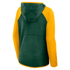 Green Bay Packers Women's Redzone End Around Pass Raglan Full-Zip Hoodie Green/Gold | Fanatics