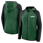 New York Jets Women's Redzone End Around Pass Raglan Full-Zip Hoodie Green/Black | Fanatics
