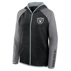 Las Vegas Raiders Women's Redzone End Around Pass Raglan Full-Zip Hoodie Black/Gray | Fanatics