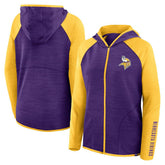 Minnesota Vikings Women's Redzone End Around Pass Raglan Full-Zip Hoodie Purple/Gold | Fanatics