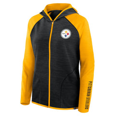 Pittsburgh Steelers Women's Redzone End Around Pass Raglan Full-Zip Hoodie Black/Gold | Fanatics