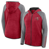 Tampa Bay Buccaneers Women's Redzone End Around Pass Raglan Full-Zip Hoodie Red/Pewter | Fanatics