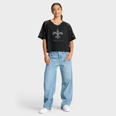 New Orleans Saints Women's Oversized Raglan V-Neck Blackout Fashion Jersey | Fanatics