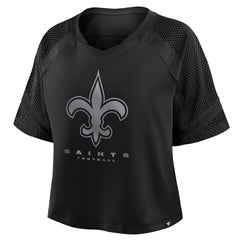 New Orleans Saints Women's Oversized Raglan V-Neck Blackout Fashion Jersey | Fanatics