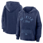 Seattle Seahawks Women's Oversized Raglan Gridiron Hoodie Navy | Fanatics