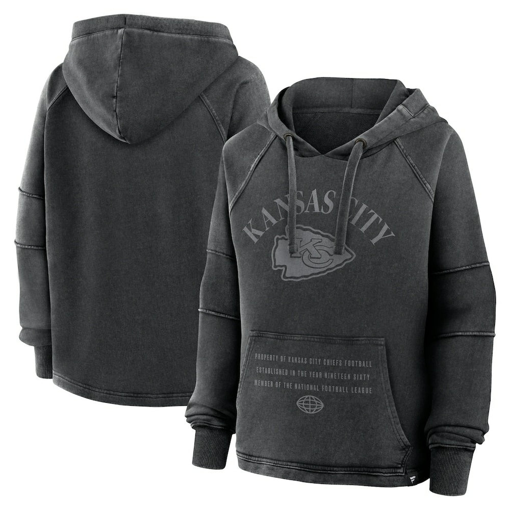 Kansas City Chiefs Women's Oversized Raglan Gridiron Hoodie Black | Fanatics