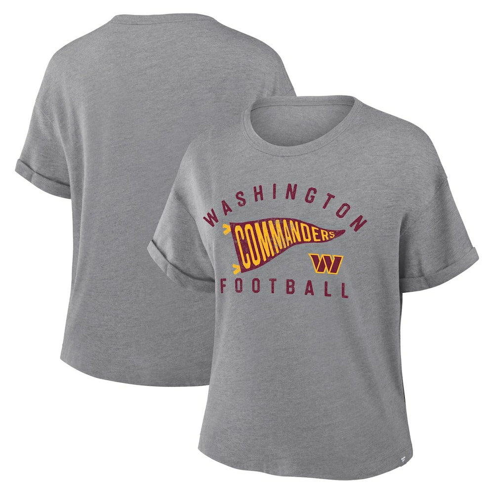 Washington Commanders Women's Pennant Wave Tribute Tri-Blend Boxy T-Shirt Heather Gray | Fanatics