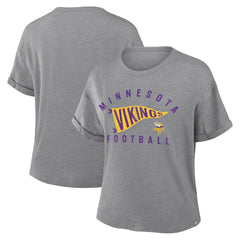 Minnesota Vikings Women's Pennant Wave Tribute Tri-Blend Boxy T-Shirt Heather Gray | Fanatics