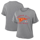 Kansas City Chiefs Women's Pennant Wave Tribute Tri-Blend Boxy T-Shirt Heather Gray | Fanatics