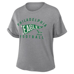 Philadelphia Eagles Women's Pennant Wave Tribute Tri-Blend Boxy T-Shirt Heather Gray | Fanatics