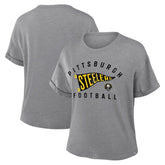 Pittsburgh Steelers Women's Pennant Wave Tribute Tri-Blend Boxy T-Shirt Heather Gray | Fanatics