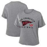 San Francisco 49ers Women's Pennant Wave Tribute Tri-Blend Boxy T-Shirt Heather Gray | Fanatics