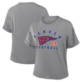 Denver Broncos Women's Pennant Wave Tribute Tri-Blend Boxy T-Shirt Heather Gray | Fanatics